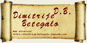 Dimitrije Betegalo vizit kartica